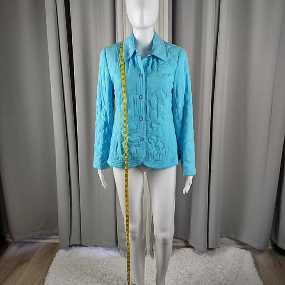 Requirements Sky Blue Quilted Lightweight Snap Up Outdoor Coat Jacket Size Small - Picture 5 of 12